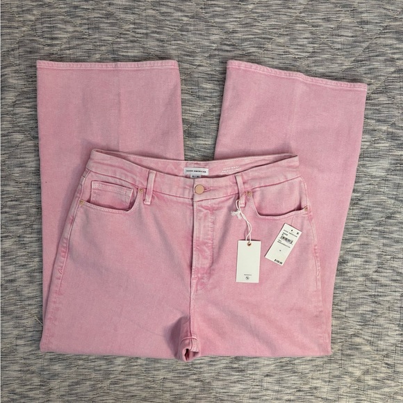 Good American Good Waist Cropped Palazzo Jeans In Rose Quartz Sz 10/30 NWT - - Picture 3 of 12